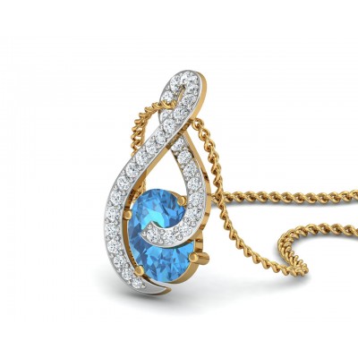 Adina Blue Topaz & Diamond Pendant